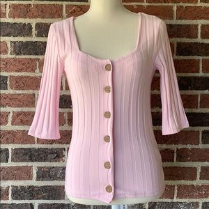 Free People Square Neck Pink Blouse M